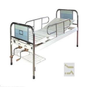 Cheap Hospital Furniture Manual Patient Bed With Two Cranks Back Panel Made By SS Frame With Laminated Panel for sale