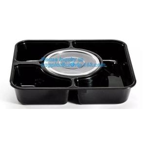 stackable airtight food tray 5 compartments,Professional design plastic sea food