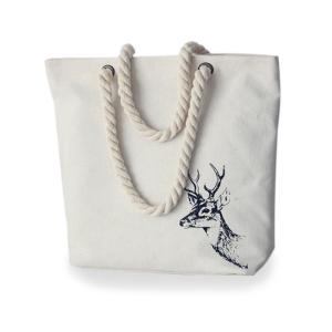 Printed Cartoon Womens Casual Canvas Bags With Cotton Rope Handles