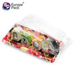 High quality rectangle plastic disposable fondue sushi tray with lid