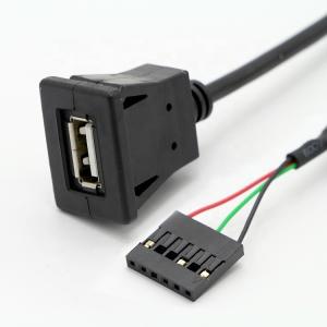 Snap Panel Mount USB Female Socket to Dupont Connector Wire Cable
