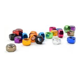 Color Anodized Aluminum Flange 5/8-18 Nylon Nut - Lock For RC