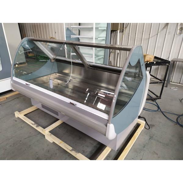 Stainless steel 201 Curved Glass Display Deli Fridge For Meat Butchery