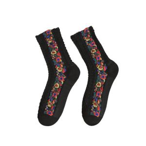 Knitted Socks With Printed Picture , Antifriction Retro Tube Socks