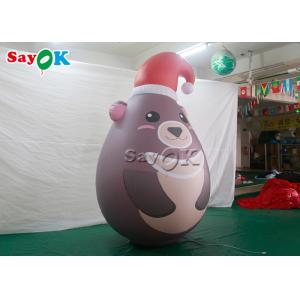 Custom Portable Pvc Sealed Gray Inflatable Teddy Bear With Xmas Hat Advertising