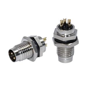 IP67 Male Straight Waterproof M8 Solder Connector Socket Panel Mount From M8 3