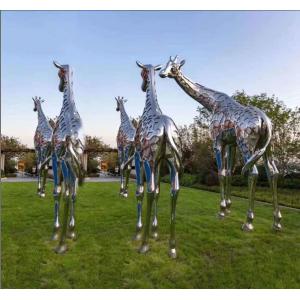 China 5.5 Meter Mirror Polished Metal Giraffe Garden Statue on sale