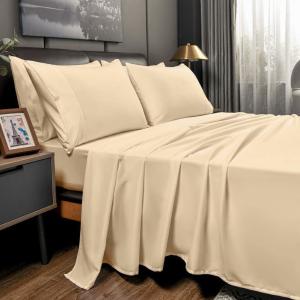 Sustainable Soft Bed Set 1800TC Solid Egyptian Cotton Fitted Sheet 4 Piece Quilt