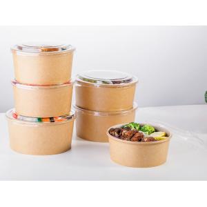 Customized Round Kraft Paper Bowls With Lids , Environmentally - Friendly