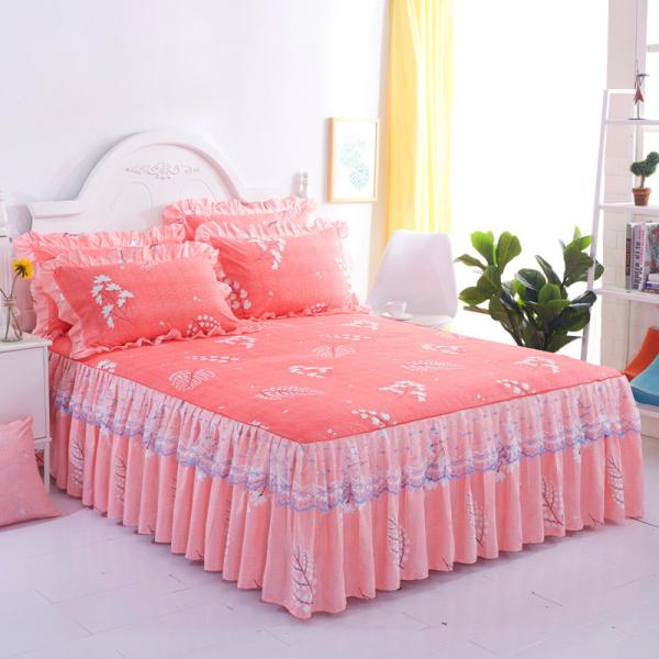 Quality Non-Toxic Double Lace Bed Skirt Set with Bed Sheets Pillow Case and Protective Cover wholesale