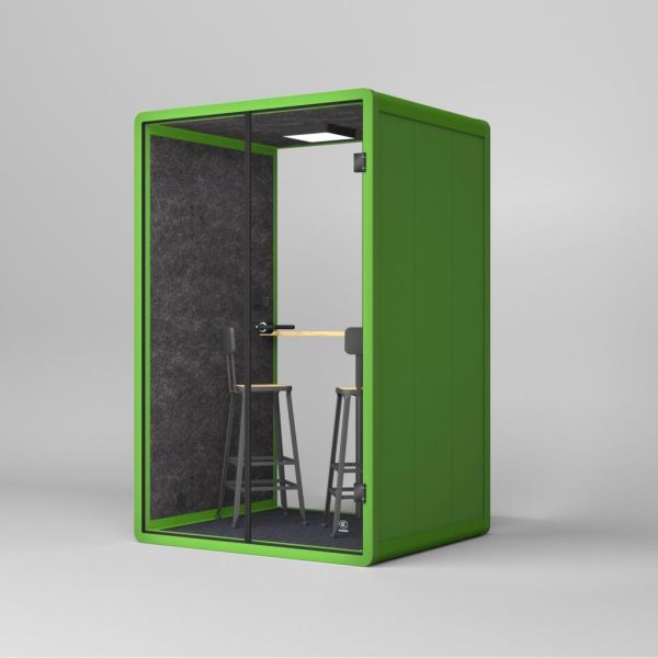 Customized Two Person Booth Grass Green / Wood Grain Sound Proof Cabins With