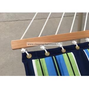 Woven Quilted Fabric Hammock With Pillow Long Bolster Green Blue White Stripe