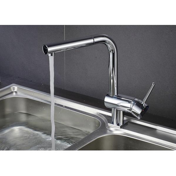 Quality Cheap Single Level Pull Out Kitchen Faucet ROVATE Counter Mounted Chrome Plated wholesale