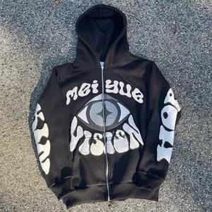 Cheap Custom Puff Print Hoodie Zip up French Terry Tech Fleece Hoodies Casual Plus Size Unisex Heavy Cotton Streetwear Men for sale