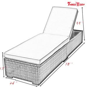 Patio Chaise Outdoor Lounge Sofa Adjustable Hight With Cushion Espresso Brown