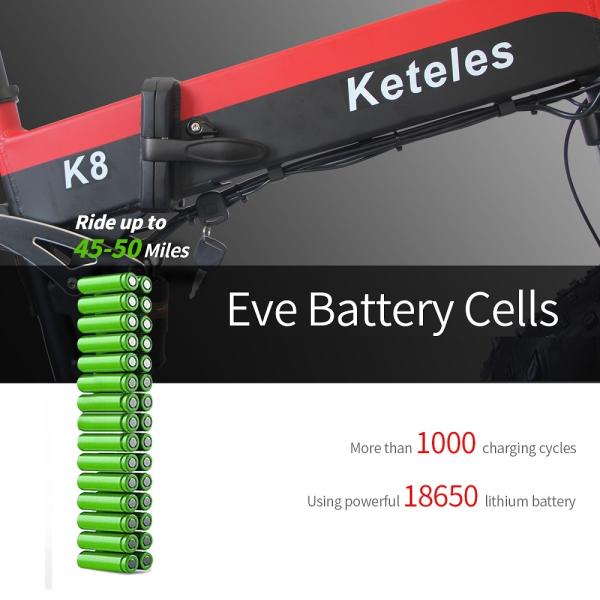 Keteles K8 26x4.0 inch Fat Tire Folding E-Bike 1000W Motor 13AH Lithium Battery 21-Speed Electric Bike Drop Shipping Available