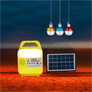 Painted Matte Portable Solar Home Lighting System 5W 3PCS LED Bulb With Solar