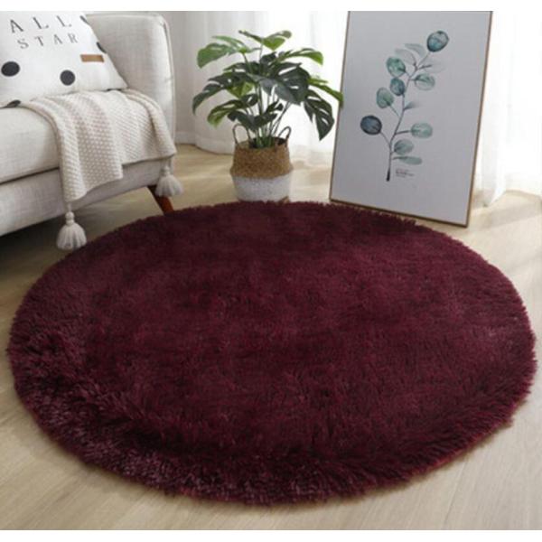 Pure Color Circled Silk Woollen Mixed Knitting Carpet Bedroom, Living Room Carpets