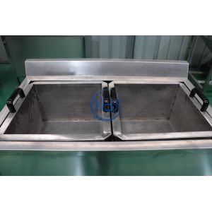Gas / Electric Heating Chicken Deep Fryer Machine Commercial Two Baskets