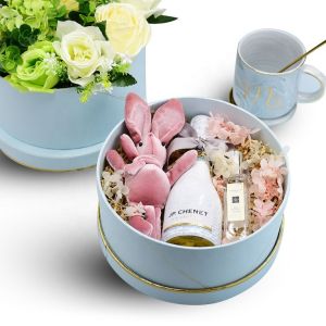 China Round Biodegradable Luxury Paper Gift Box Custom Color For Marble Rose on sale