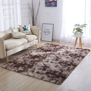 Brown Plush Tie-dyed Bedroom Area Rug Hotel Living Room Center Rectangle Carpet