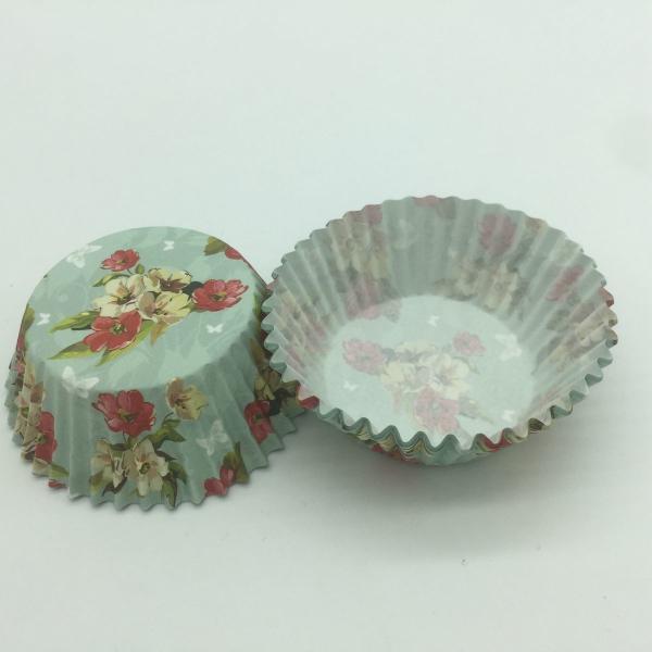 Light Blue Paper Cupcake Holders Mold , Patterned Cupcake Liners Muffin Pastry