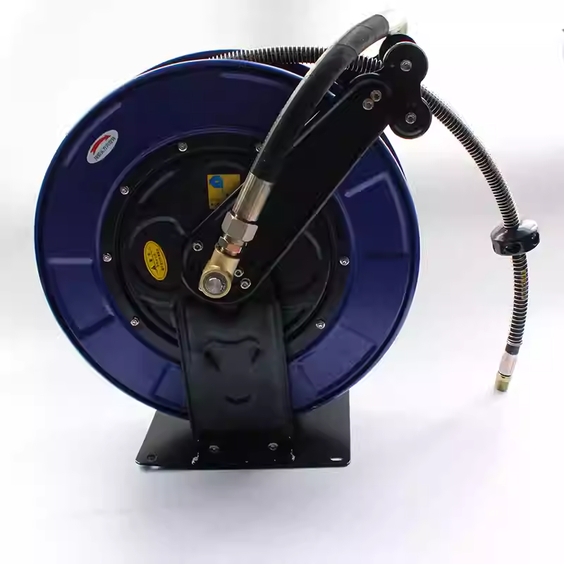 Road Sweeper Washing Reel (with 20m Hose): Blue Housing, Accepts Spray Gun Installation, Cleans Garbage & Dust Within 20-30m