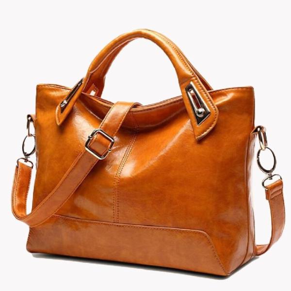 Single Shoulder Retro Oil Wax Leather Womens Tote