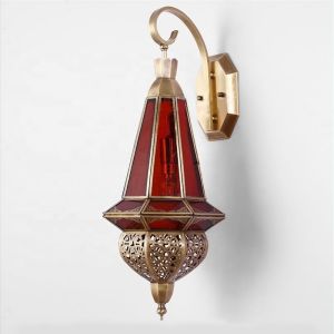 Arabic Style Stained Copper Glass Wall Lights With Switch Control