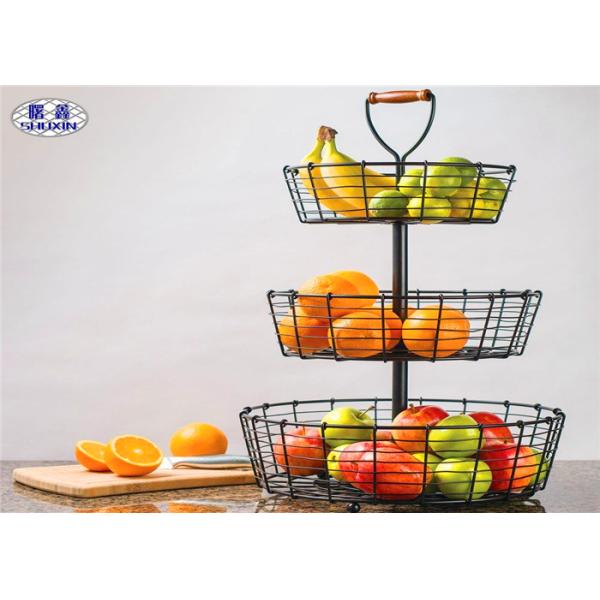 2 Tier Wire Mesh Fruit Basket Stable Corrosion Resistant Vegetable Storage