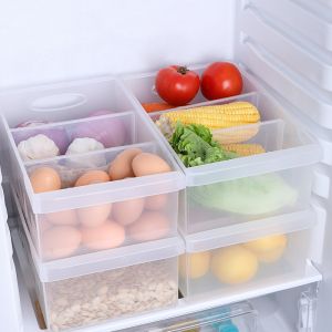 Plastic Refrigerator Organizer Bin Clear Stackable Food Storage Container for