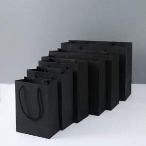 Custom Printed Black Specialty Paper Bags Latest Style for Customized Packaging