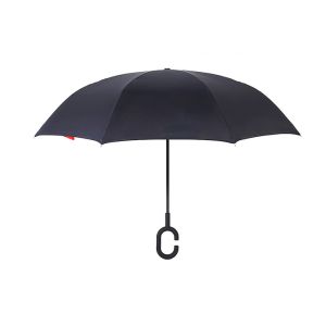 C Handle 190T Reverse Inverted Umbrella Double Layer Inside Out Windproof 49"