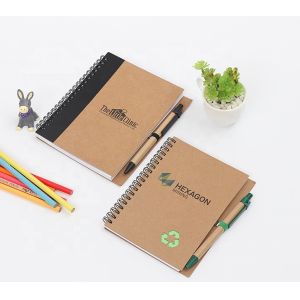 80sht Youfu Kraft Spiral Notebook A5 , 70gsm Mini Pocket Notebook With Pen