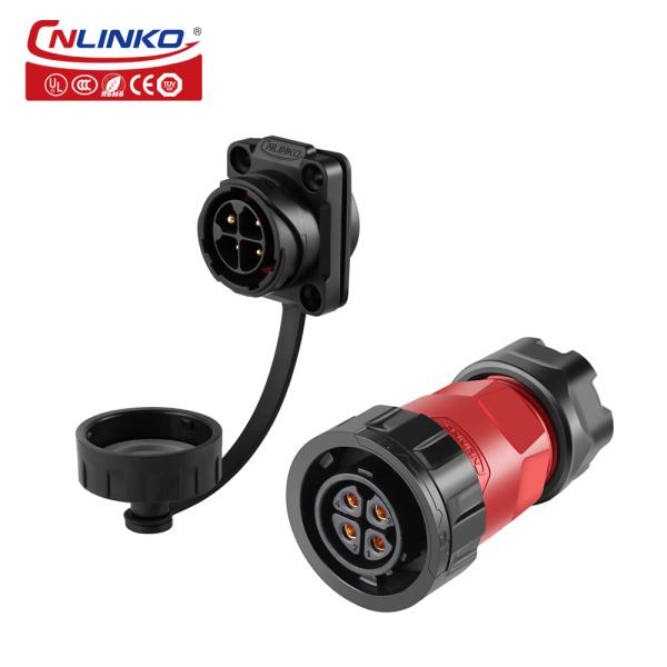 CNLINKO IP68 Waterproof Bulkhead Electrical Bayonet 4 Pin Connector Male Female