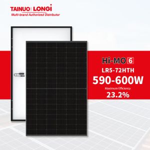 China Bifacial Longi LR5-72HTH 590-600M hi mo x6 590W 600 watt 595w 35MM 144 CELL solar panel on sale