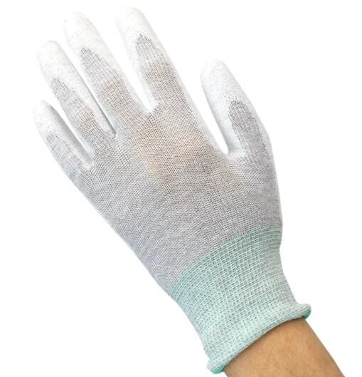 EN388 PU Coated Gloves Polyurethane Work Gloves Anti Static Carbon Fiber