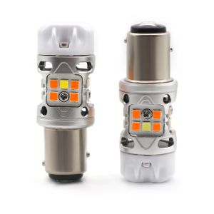 China Newest Innovative T3 Dual Color Switchback CANBUS LED Bulb 1157 BAY15D With 1200LM Anti Hyper Flash Amber Turn Signal Light and White DRL on sale