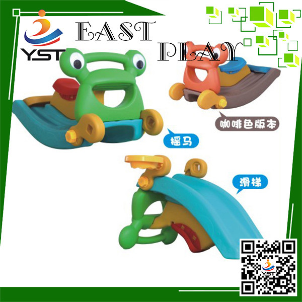 Kindergarten Custom Plastic Slides Frog Ride With Slide 2 In 1 Two Years