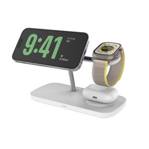 White Magnetic Wireless Charger With 15w Fast Charging And Working Frequency Of