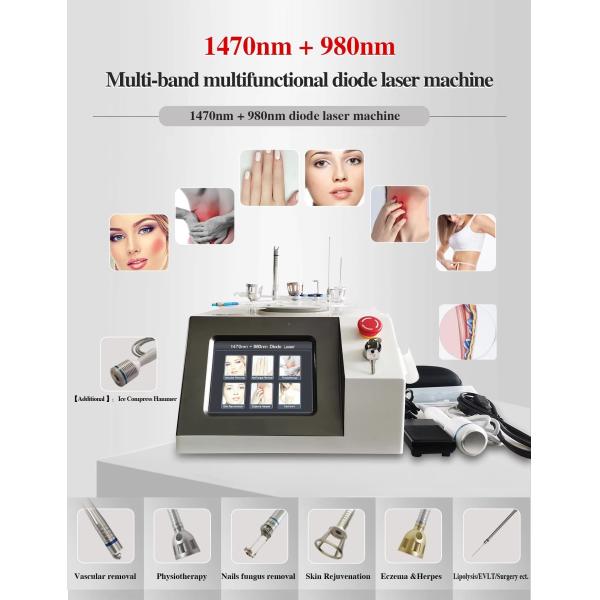 980nm and 1470nm Diode Laser Therapy Device with 30W Output Power for Vascular Removal and Skin Rejuvenation