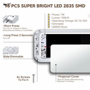 LitePro DLX Layout 7W 700LM Dimmable Sliding RV Ceiling Dome Lights Other Switch