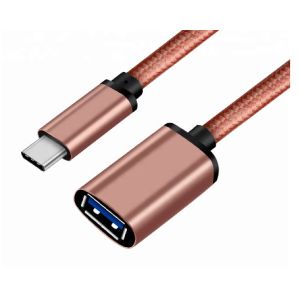 Shiny Pink 3.1 USB Type C Cable To 3.0 A Female 30 Cm For USB OTG Function