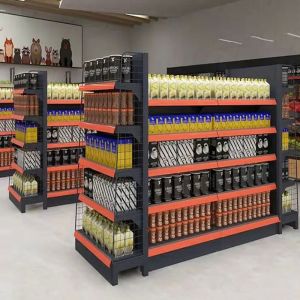 New Model Cheap Frosted Grey Double Side Gondola Supermarket Shelf