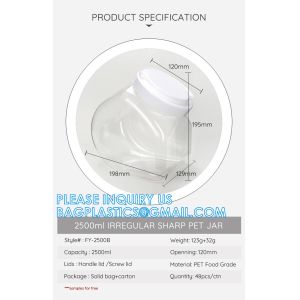 Plastic Square Grip Storage Jar, Candy Buffet Containers, Food Jar, Cosmetic Jar