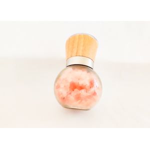 Round Glass Bottle With Wooden Lid And Ceramic Core Pink Salt Grinder