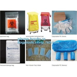 Biohazard Bag Linear Low Density, Red Isolation Infectious Waste Bag, Zip