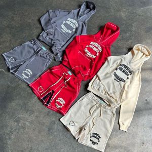 China Custom Puff Print Pullover Hoodie And Short Set Lightweight 2 Piece Mens Short Set on sale