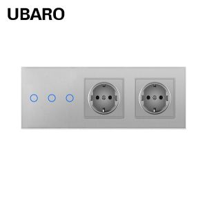 Type 258 300 Watts / Gang Tempered Glass Panel Switch Socket With LED Indicator