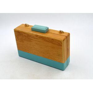 Elegant Rectangle Shape Wooden Clutch Purse , Acrylic Evening Box Clutch Bag